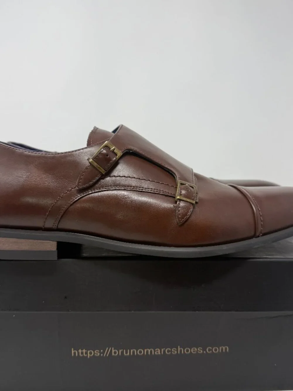 Bruno Marc Hutchingson-2 Sleek Monk Strap Loafer Shoes Mens 13 Brown Leather NWT